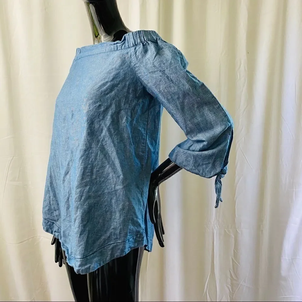 Free People Show Some Shoulder Top in Chambray